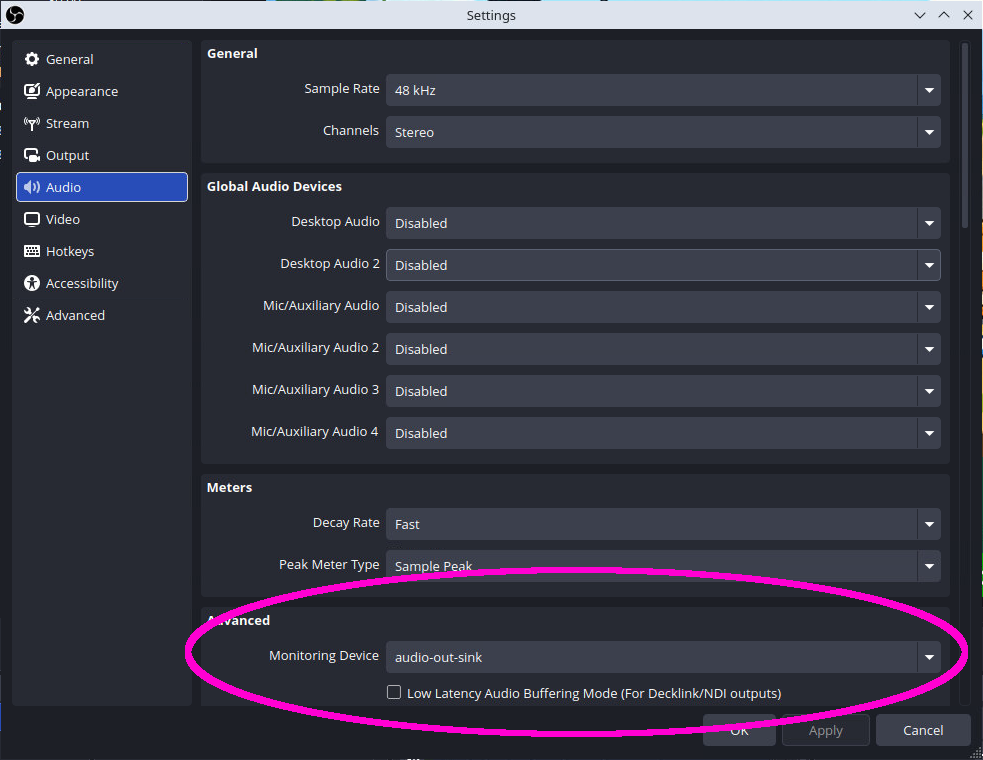 OBS Audio Settings