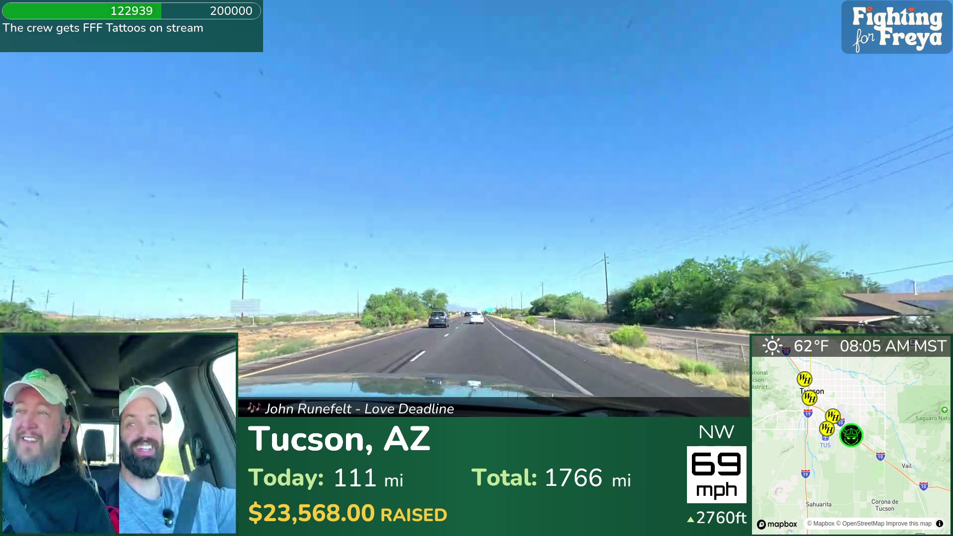 The truck scene with the truck feed, map, and bottom bar